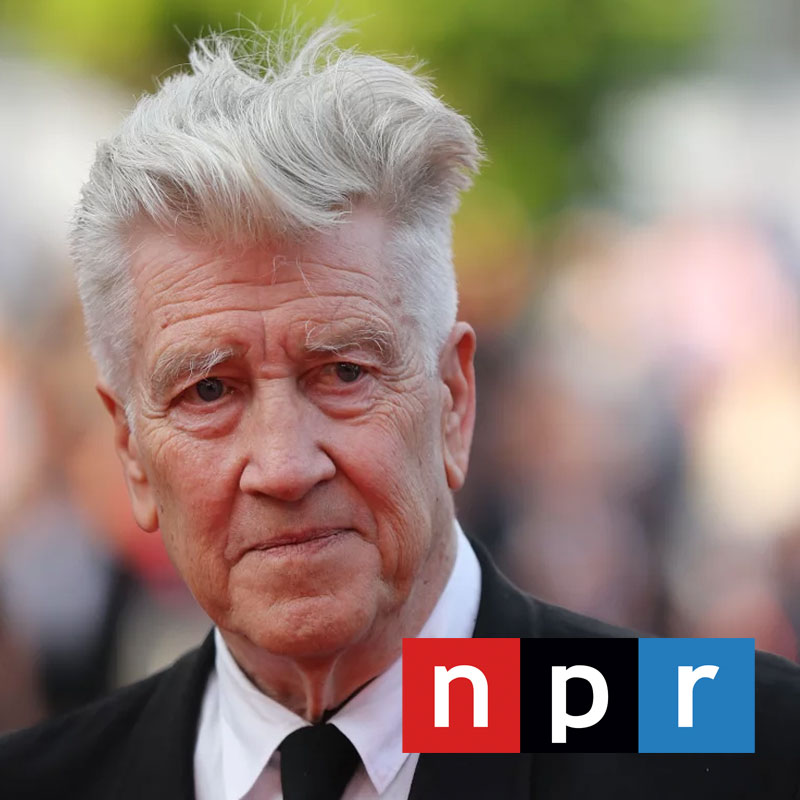 Portrait of David Lynch with npr logo
